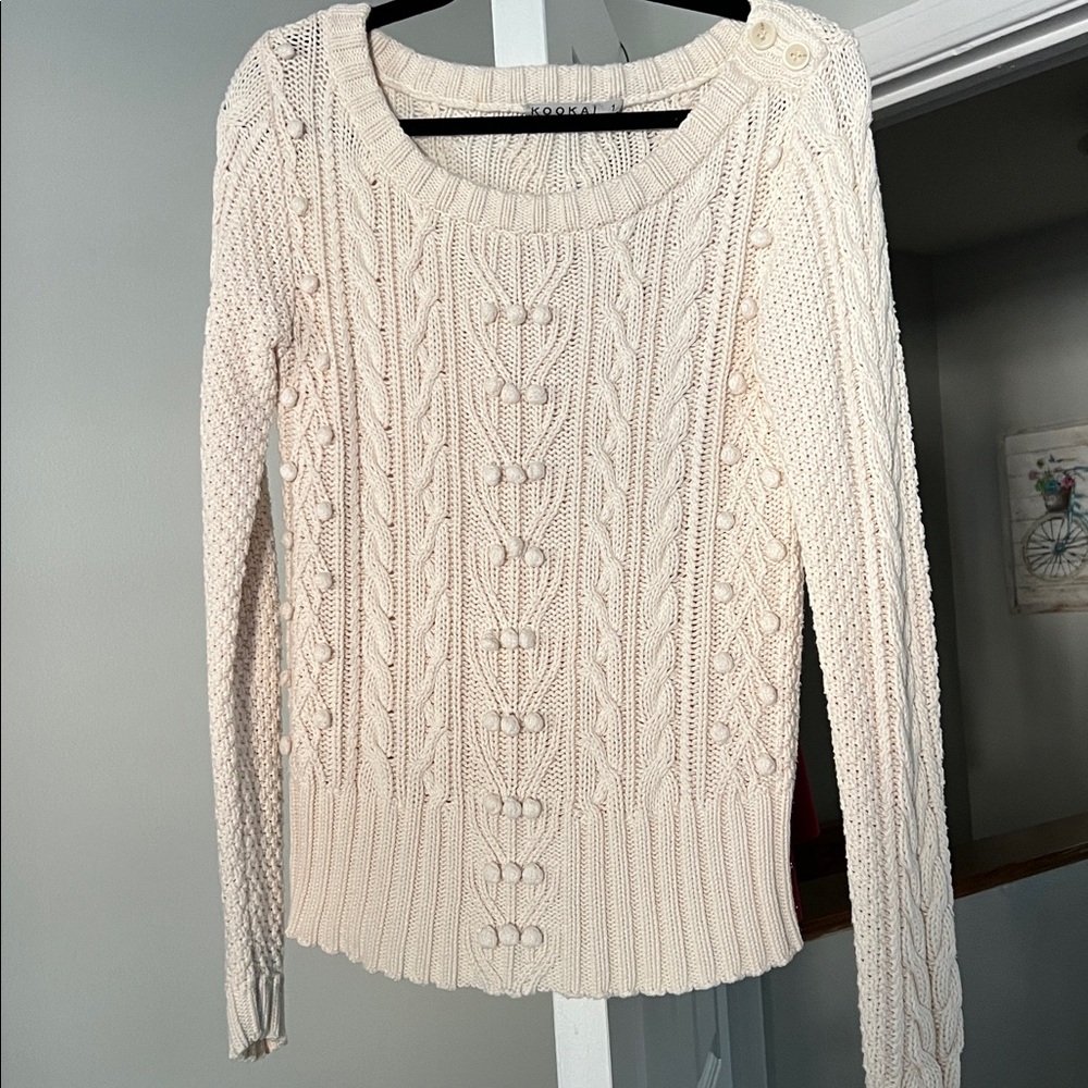 Kookai Cream Cable Knit Sweater